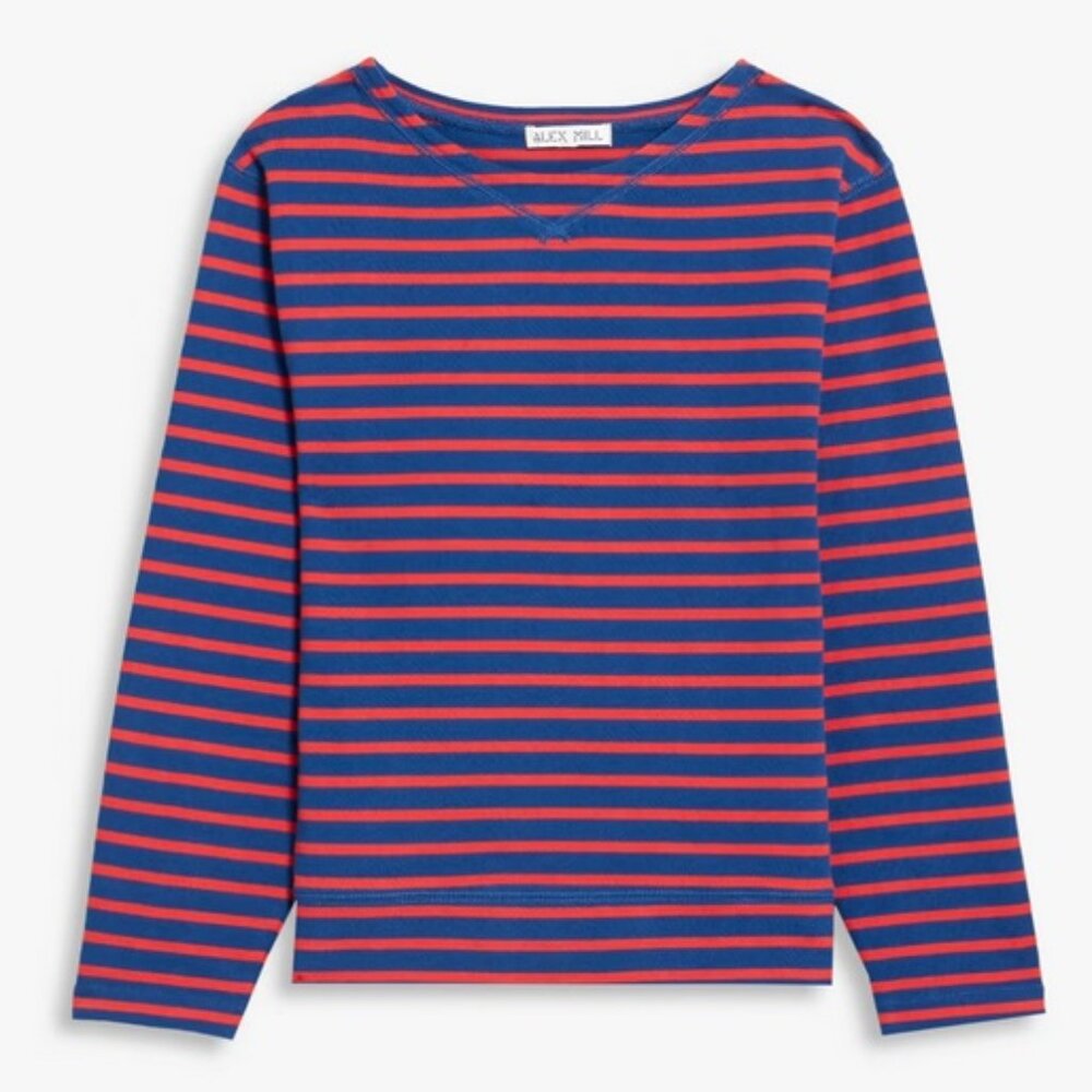 Alex Mill Women's Lakeside Striped Tee Small NWT French blue/Berry red